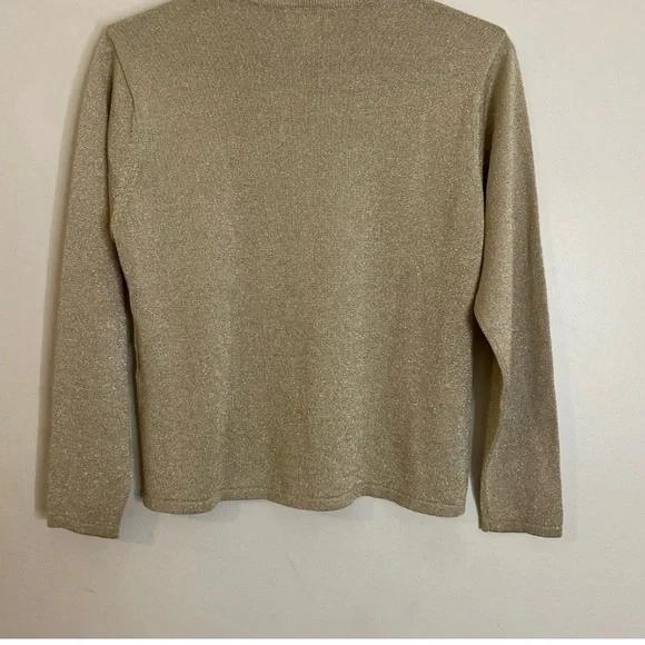 Vintage Talbots Silk blend Metallic Gold Mock-neck Sweater Petite size medium - Picture 6 of 7